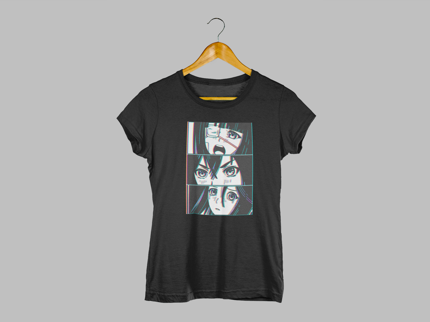 Polera Mujer manga corta, negra, "Animé Girl"