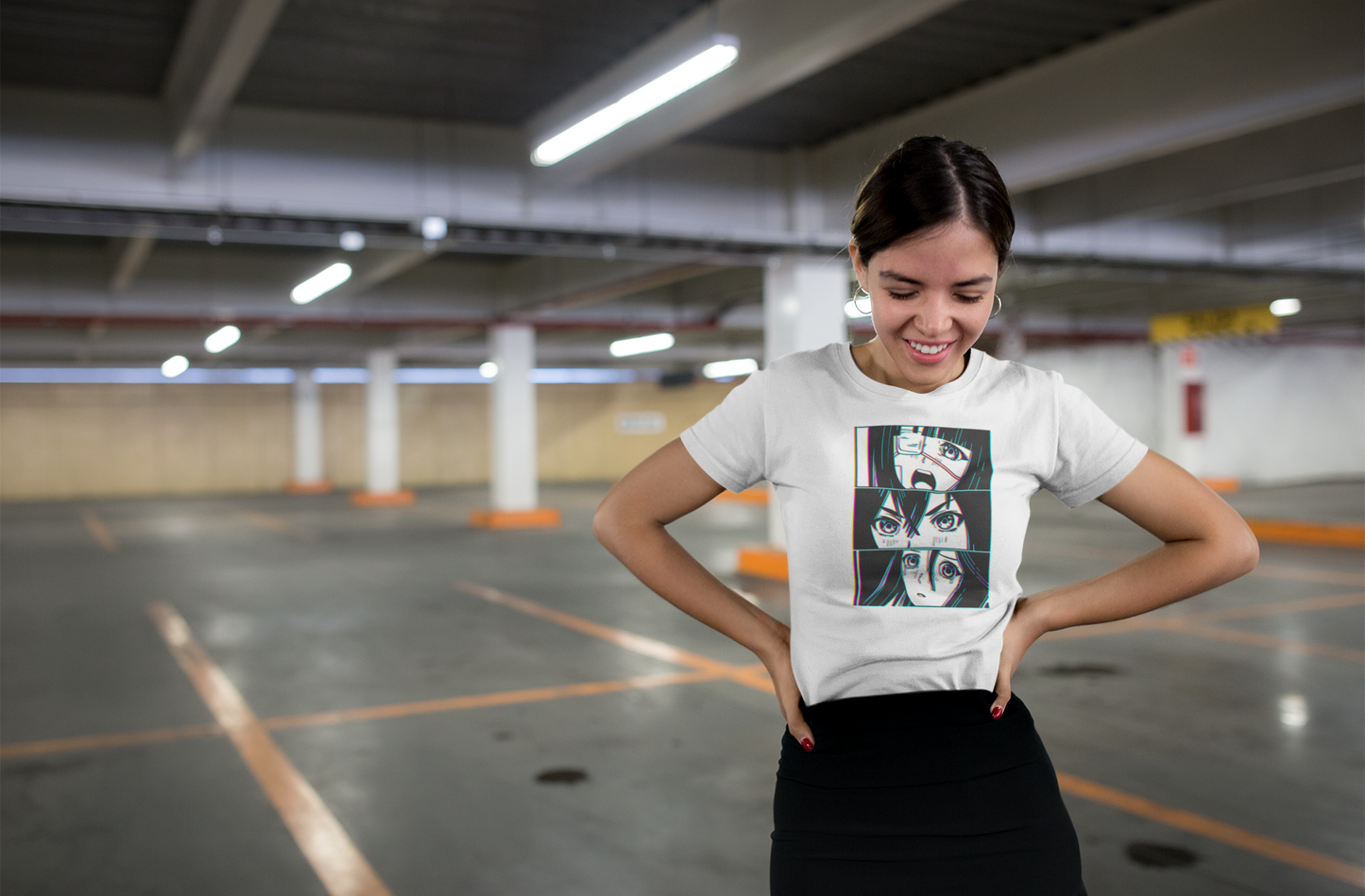 Polera Mujer manga corta, blanca, "Animé Girl"