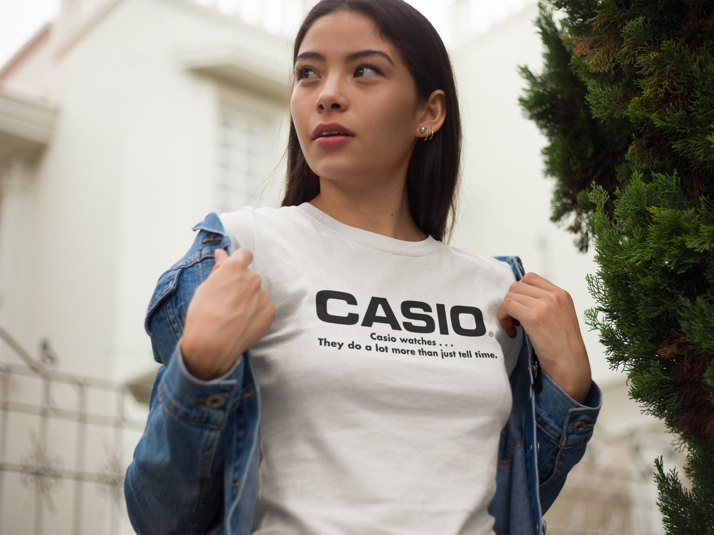 Polera Blanca unisex manga corta "Casio"