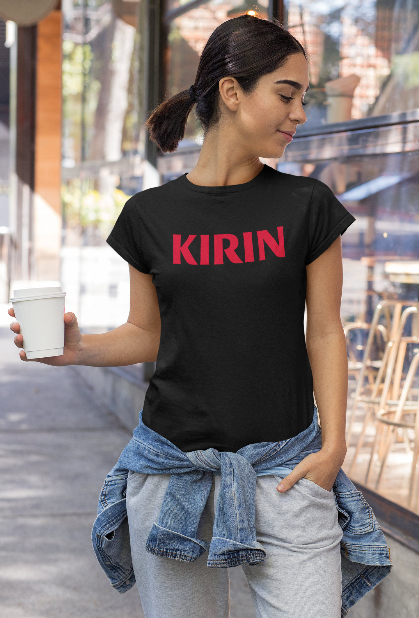 Polera Negra mujer manga corta "Kirin"