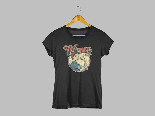 Polera Mujer manga corta, negra, "Women Power"