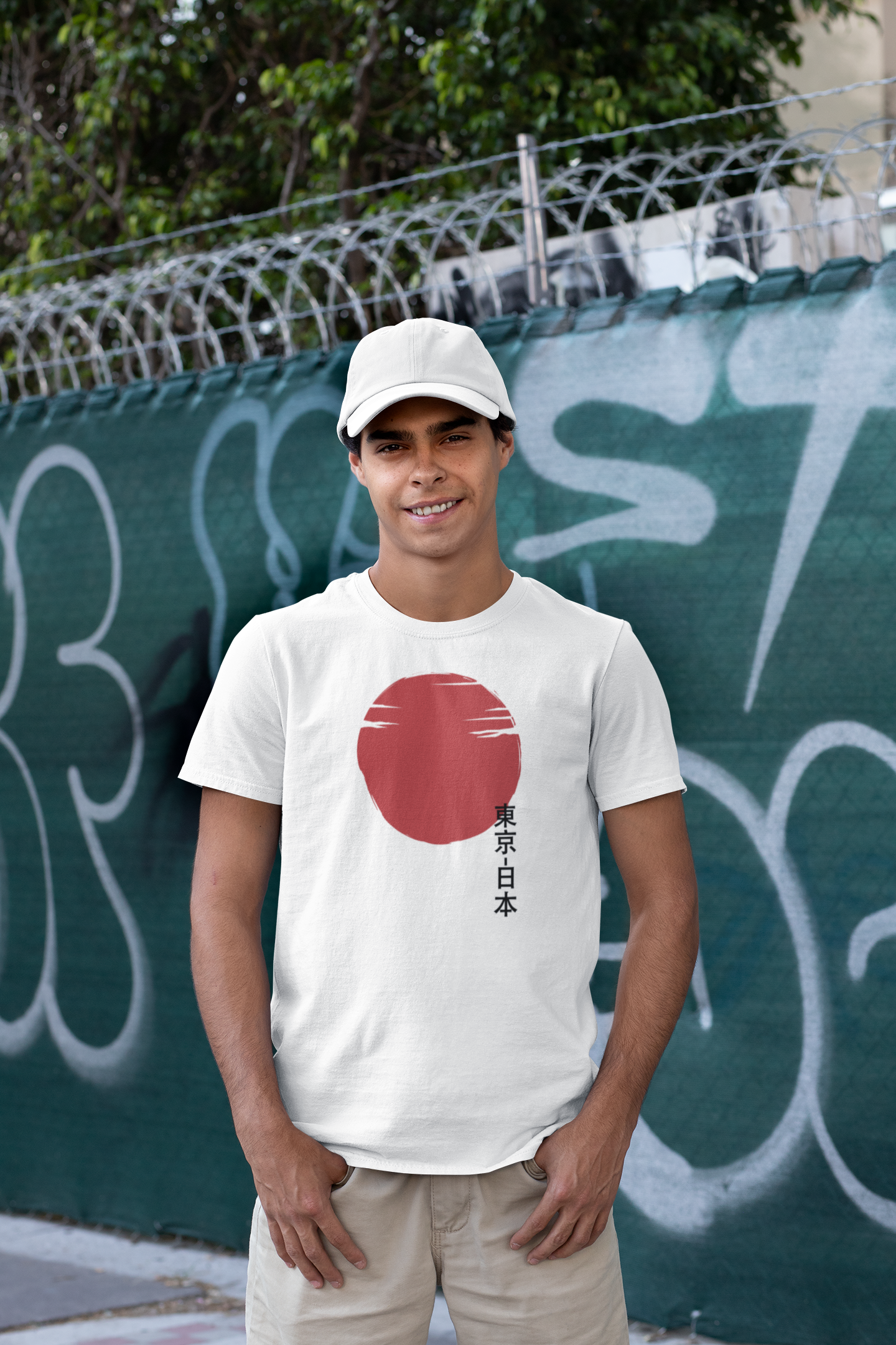 Polera hombre blanca manga corta "Sol Naciente"