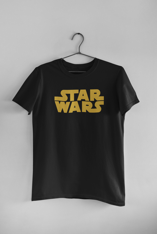 Polera Unisex negra manga corta "Star Wars Amarillo"