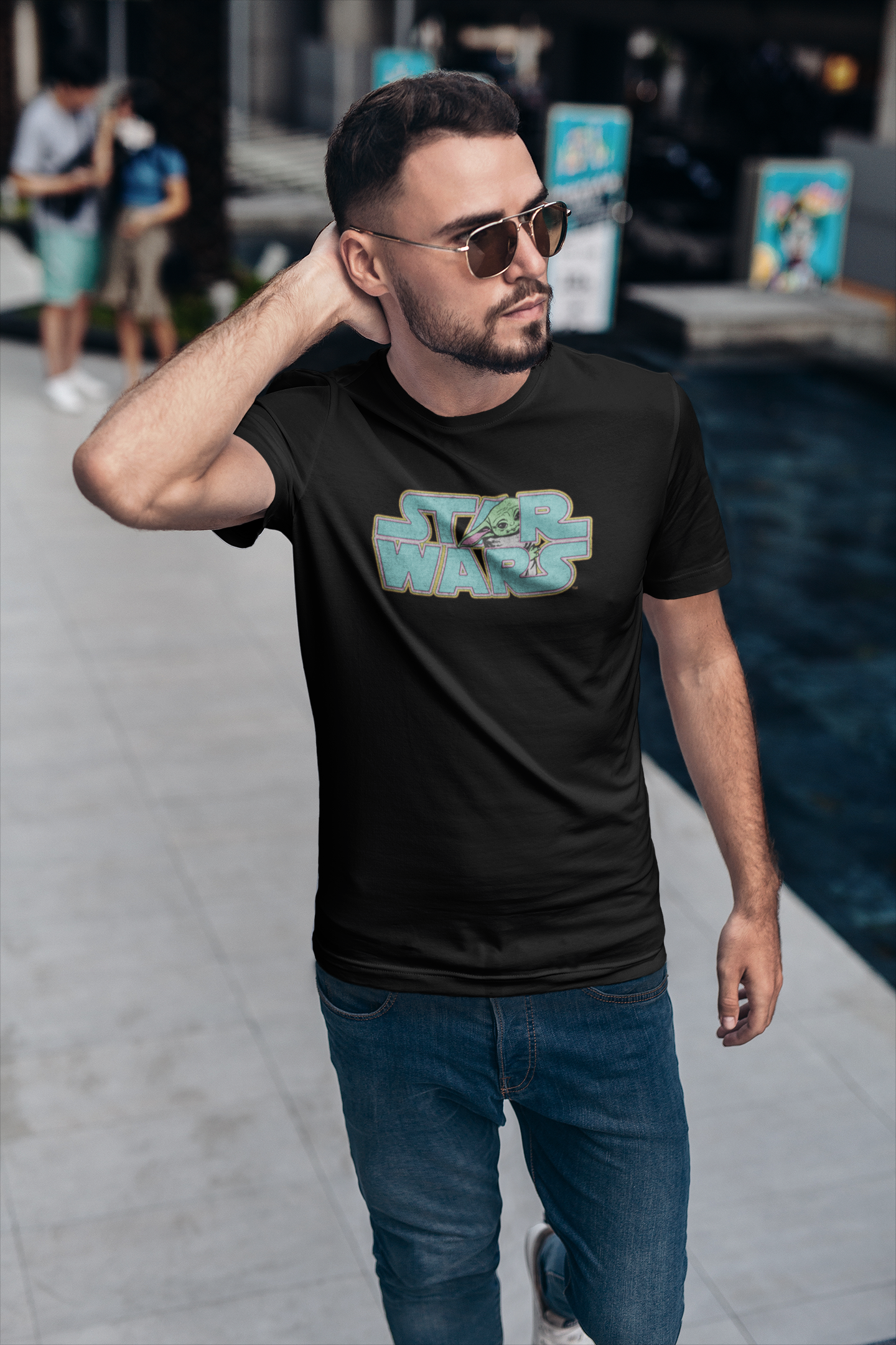 Polera Hombre negra manga corta "Star Wars" logo.