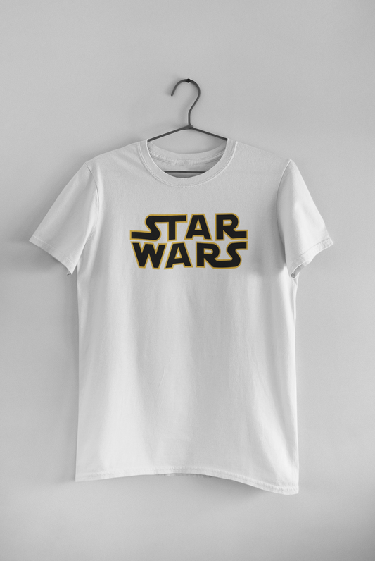 Polera Unisex blanca manga corta "Star Wars Negro"