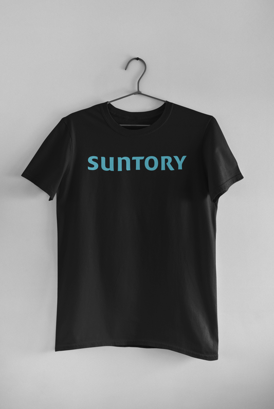 Polera Negra unisex manga corta "Suntory"