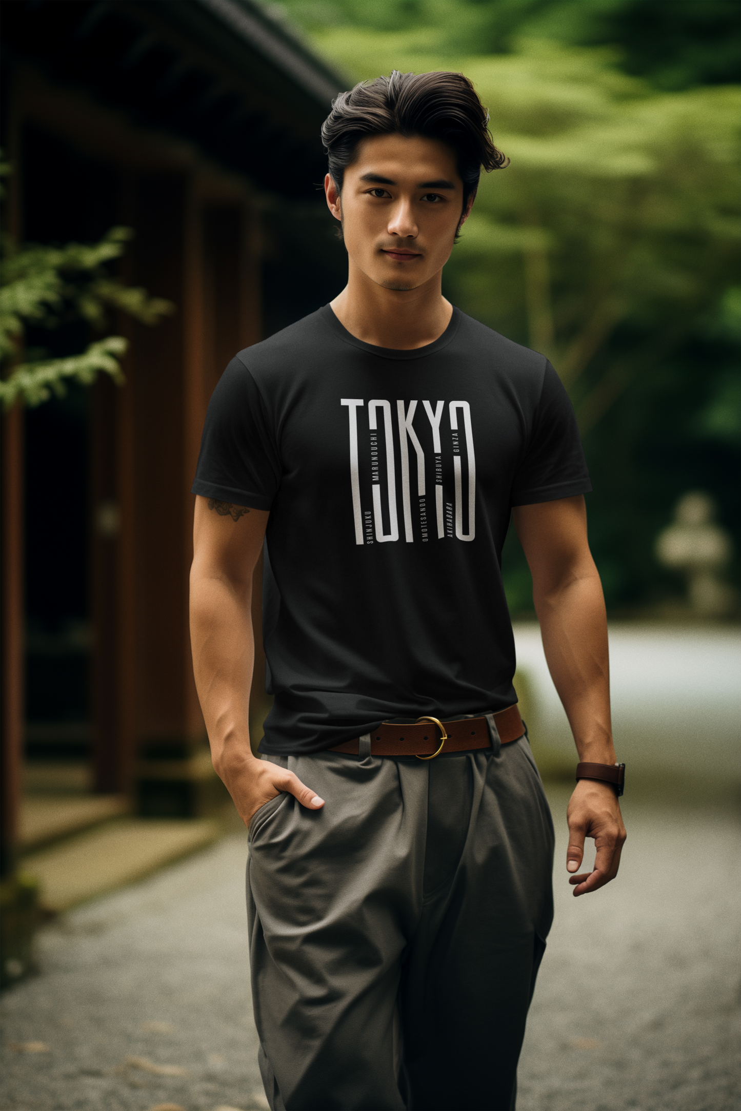 Polera Hombre Negra manga corta "Tokyo Barrios"