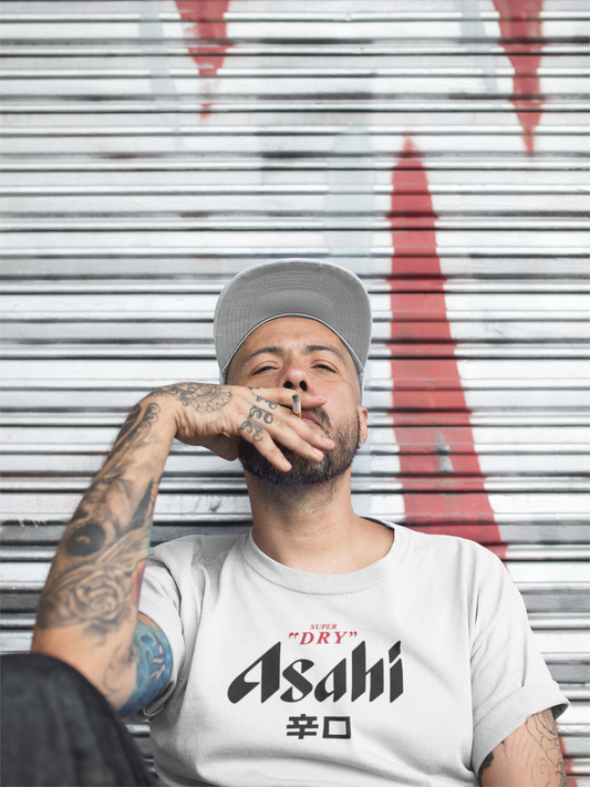 Polera Blanca unisex manga corta "Asahi Super Dry"