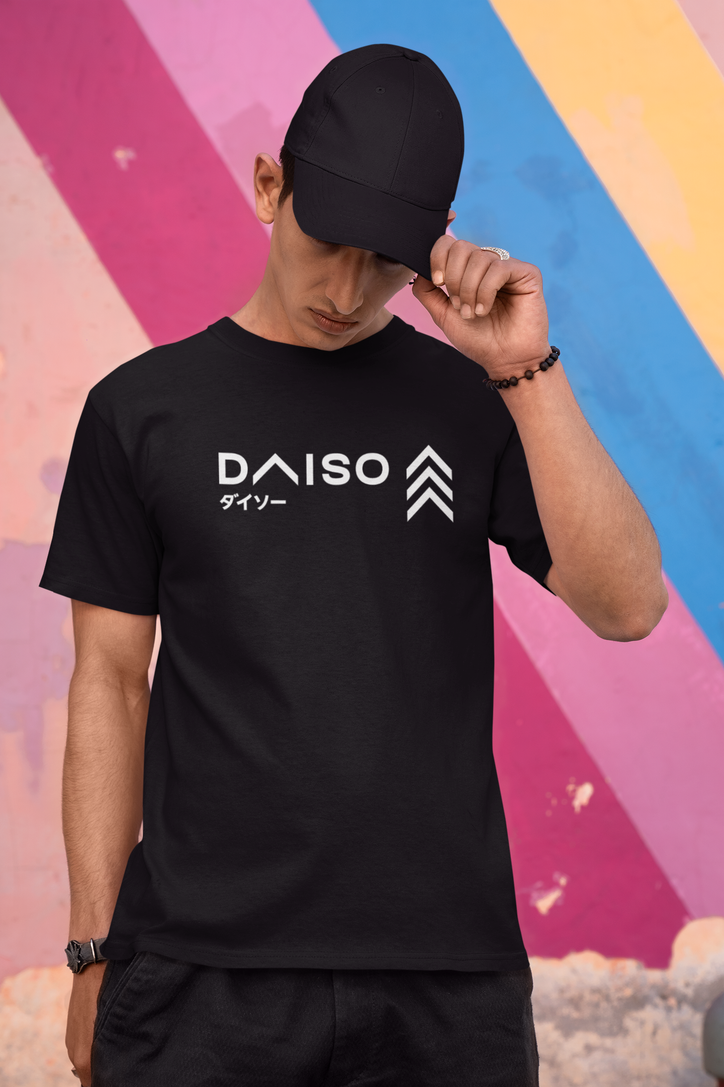 Polera Negra unisex manga corta "Daiso"