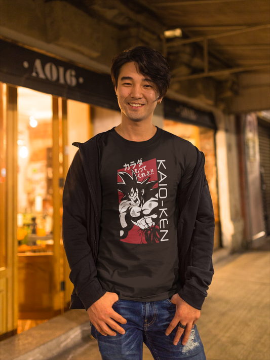 Polera Hombre manga corta negra  "Kaio-Ken"