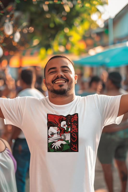 Polera Hombre manga corta  "Kimetsu Tanjiro Nezuko"