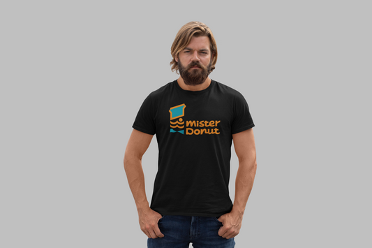Polera Negra unisex manga corta "Mister Donut"