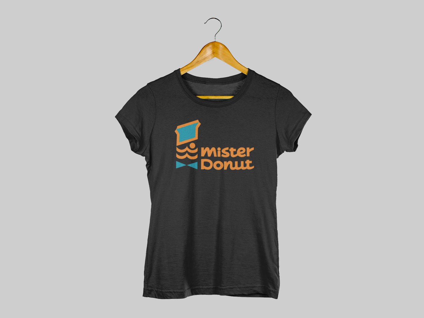 Polera Negra mujer manga corta "Mister Donut"