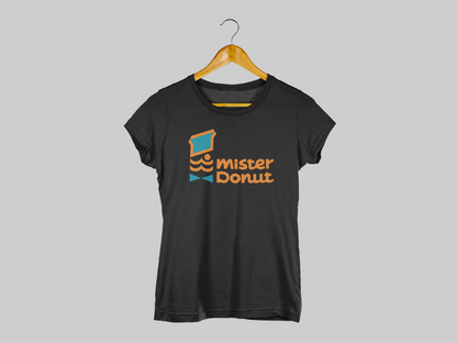 Polera Negra mujer manga corta "Mister Donut"