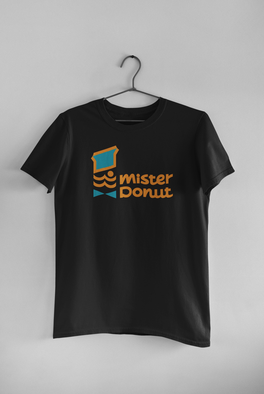 Polera Negra unisex manga corta "Mister Donut"