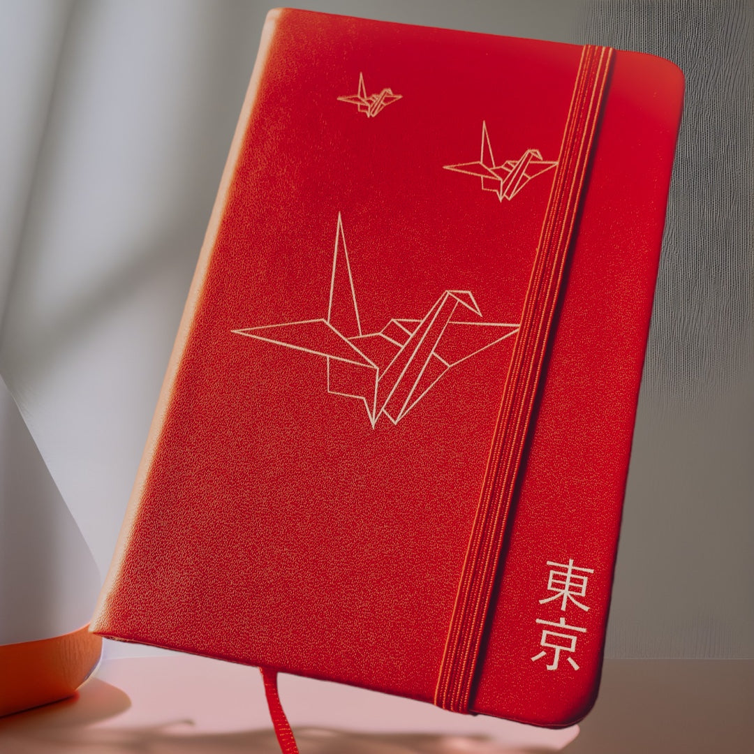 Libreta "Origami" roja y negra  pequeña.