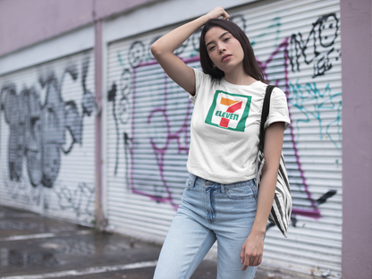 Polera Blanca unisex manga corta "7 Eleven"