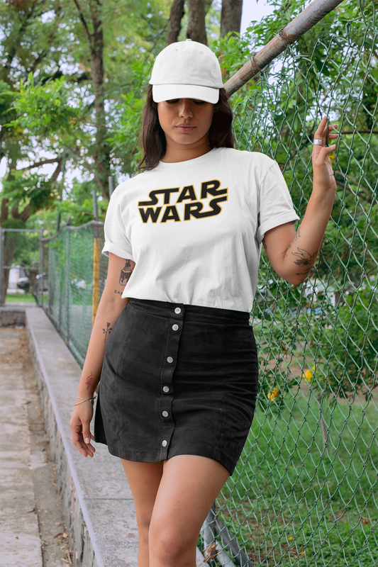 Polera Unisex blanca manga corta "Star Wars Negro"