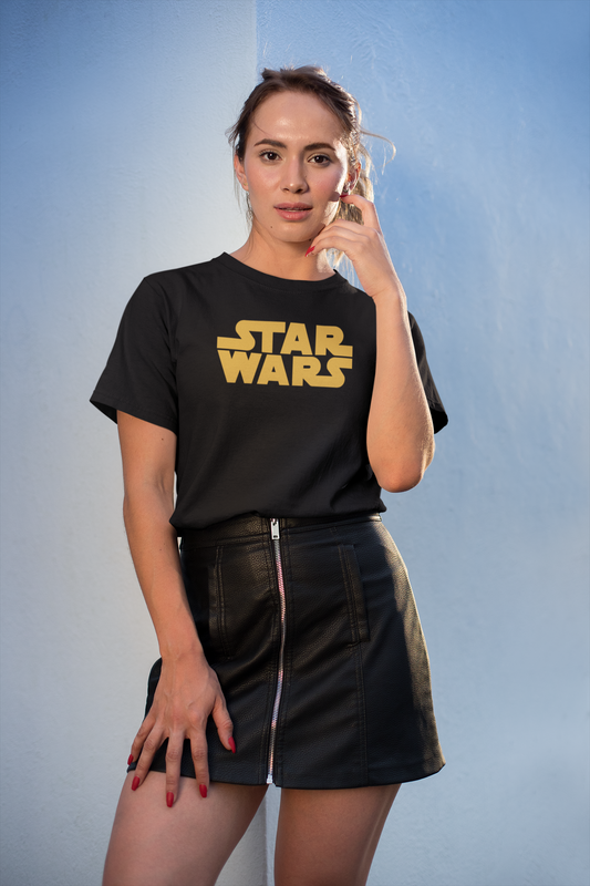 Polera Unisex negra manga corta "Star Wars Amarillo"